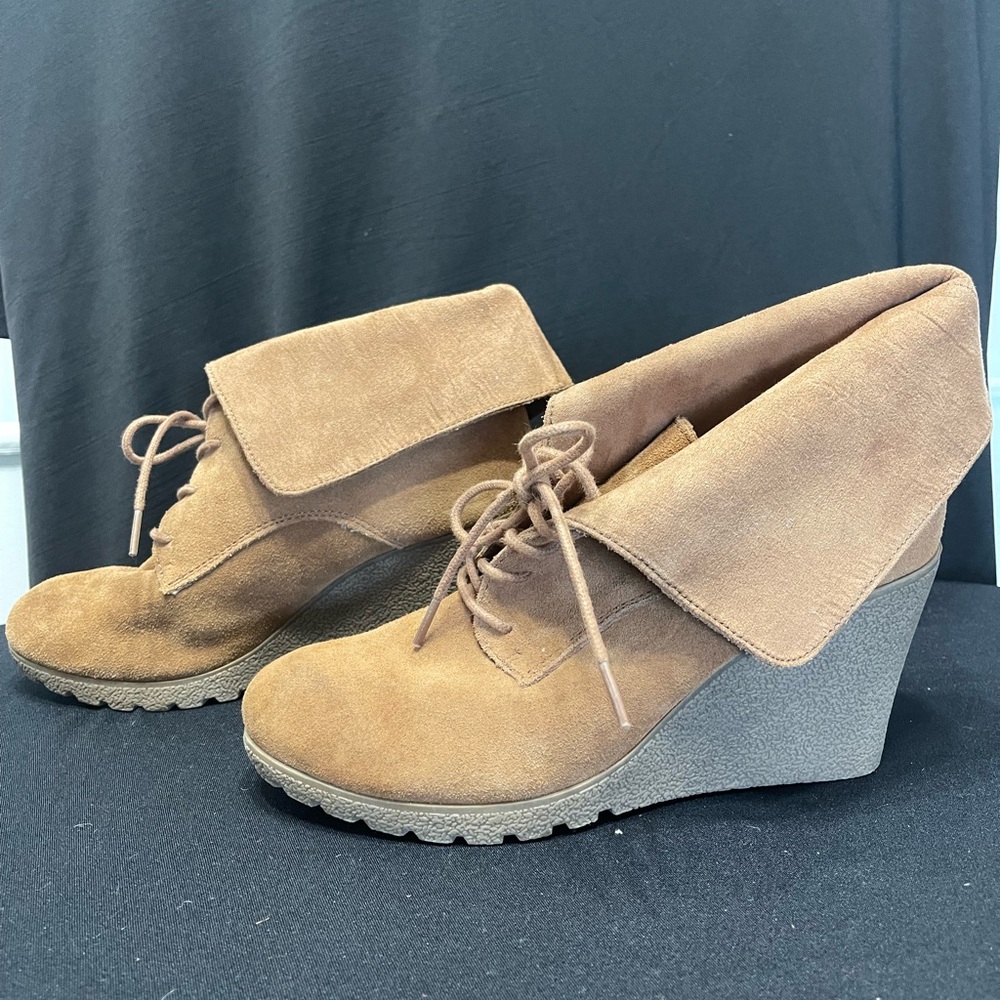 MIA Tan Wedge Ankle Shoes